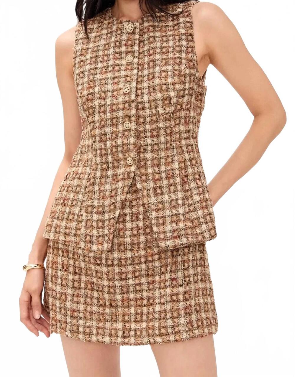 NEW ASTR dilone mini dress in brown multi